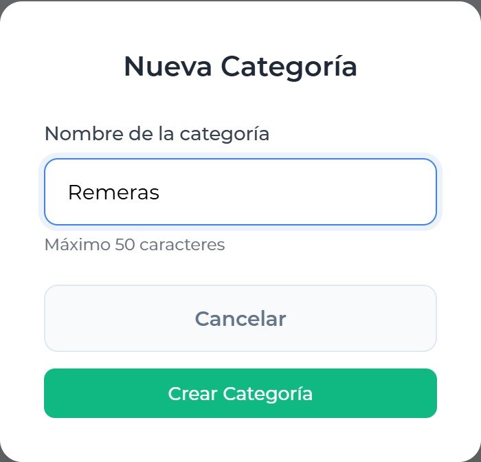 Propietario: ventana Nueva Categoría con un nombre de ejemplo, antes de guardarlo.