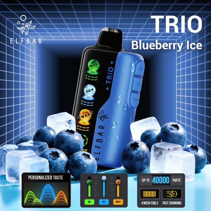 ELFBAR Trio Blueberry Ice (Arándanos con toque fresco de mentol.), ELFBAR Trio Blueberry Ice (Arándanos con toque fresco de mentol.) - puffrdls