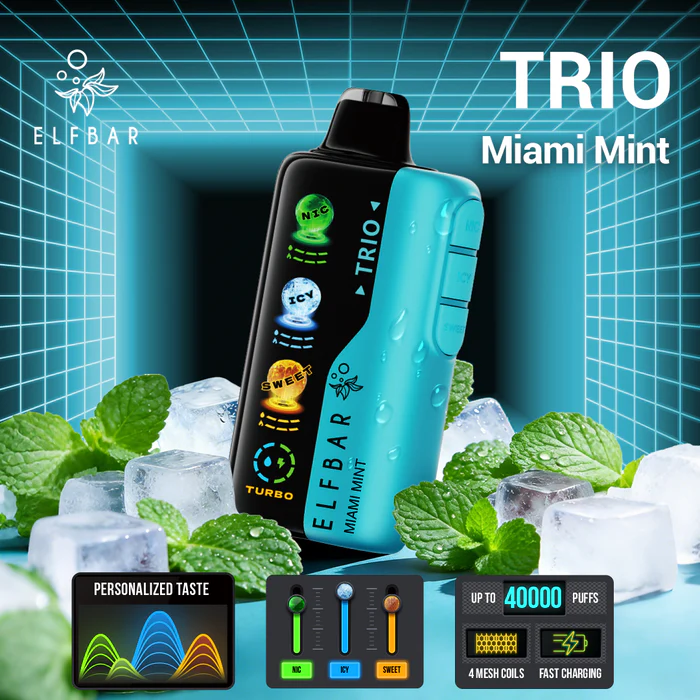 ELFBAR Trio Black mint ( Negra negra), ELFBAR Trio Black mint ( Negra negra) - puffrdls